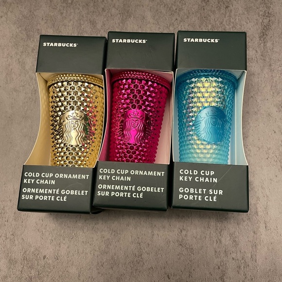 Starbucks Accessories - Starbucks Set of Three Studded Tumbler Keychains/Ornaments- NWT